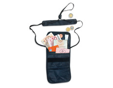 Poche de cou pliée de peau noir
