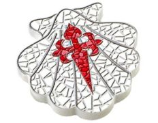 Aimant de sublimation Coquille Saint-Jacques avec croix 6x6 cm