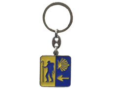 Porte-clés en métal 3 symboles Camino de Santiago