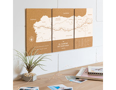 Carte en liège Woody Map Camino De Santiago 60 x 30