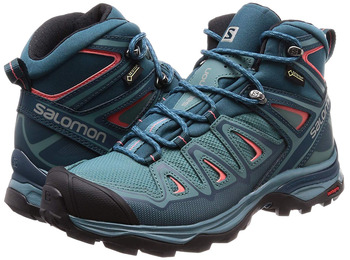 Salomon X Ultra 3 Bottes Mid GTX W Eau verte/Coral