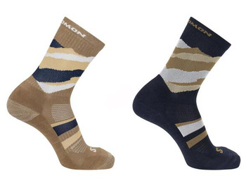 Lot de 2 paires de chaussettes Salomon Out Alps Crew - Marine/Marron