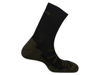 Chaussette thermique Mund en laine d&#39;alpaga noir/vert