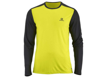 T-shirt Salomon Stroll LS Tee Lima/Negro
