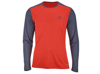 T-shirt Salomon Stroll LS Tee Rouge/Gris