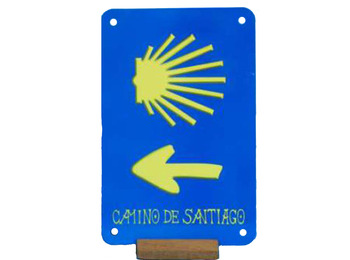 Chapa Caminho de Santiago avec pied en bois