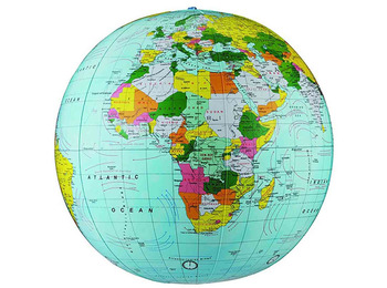 globe politique gonflé Bleu en anglais (69 CM)