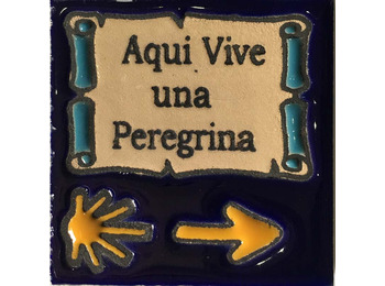 Aimant céramique Ici vit un pèlerin 5x5 cm