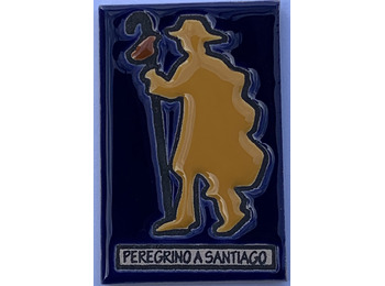 Imã Cerámica Peregrino Caminho de Santiago 5x7,5 cm