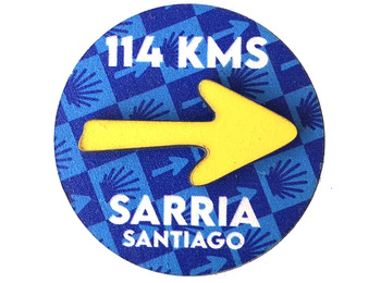 Panneau magnétique en bois avec flèche Sarria Km 114