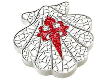 Aimant de sublimation Coquille Saint-Jacques avec croix 6x6 cm