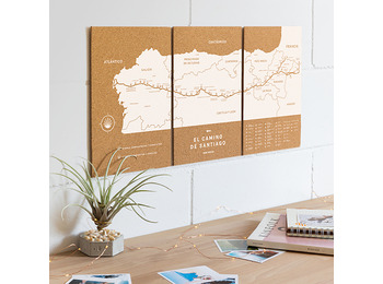 Carte en liège Woody Map Camino De Santiago 60 x 30