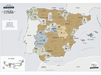 Carte à gratter de l&#39;Espagne avec les monuments emblématiques