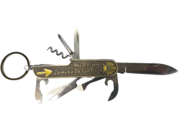 Grand couteau polyvalent Camino de Santiago en acier et bronze