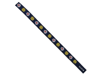 Bracelet en tissu festonné blanc et jaune 67 bleu marine