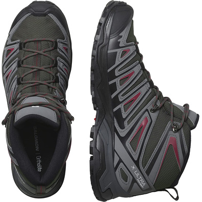 Bottes Salomon X Ultra Pioneer Mid GTX Gris/Grenat