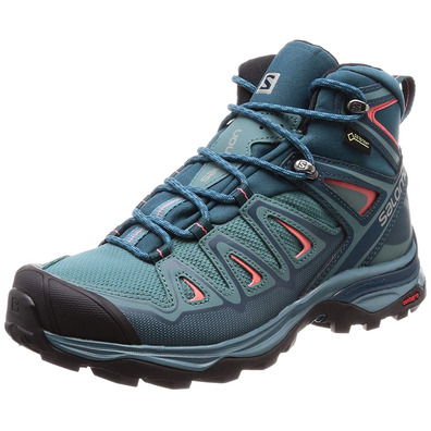 Salomon X Ultra 3 Bottes Mid GTX W Eau verte/Coral