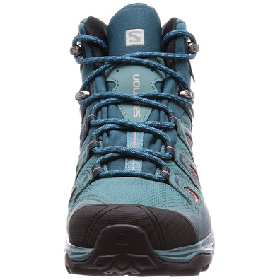Salomon X Ultra 3 Bottes Mid GTX W Eau verte/Coral