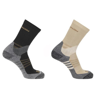 Chaussettes Salomon X Ultra Access Crew 2-Pack Sable/Noir/Gris