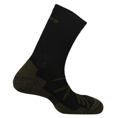 Chaussette thermique Mund en laine d&#39;alpaga noir/vert