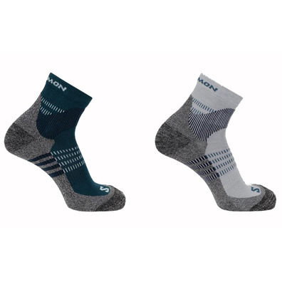 Chaussettes Salomon X Ultra Access Quarter (2 paires) Gris/Vert