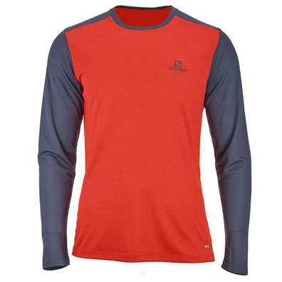 T-shirt Salomon Stroll LS Tee Rouge/Gris