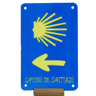 Chapa Caminho de Santiago avec pied en bois