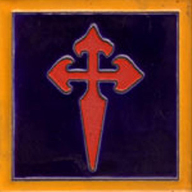 Croix d\'aimant en céramique Santiago 5x5 cm