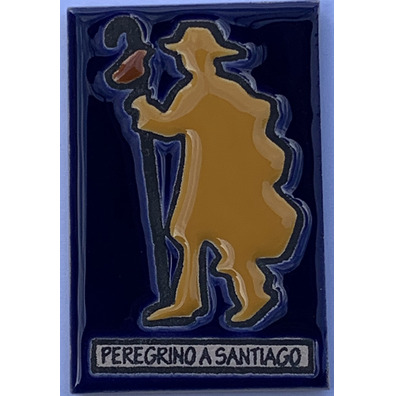 Imã Cerámica Peregrino Caminho de Santiago 5x7,5 cm