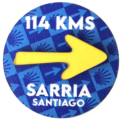 Panneau magnétique en bois avec flèche Sarria Km 114