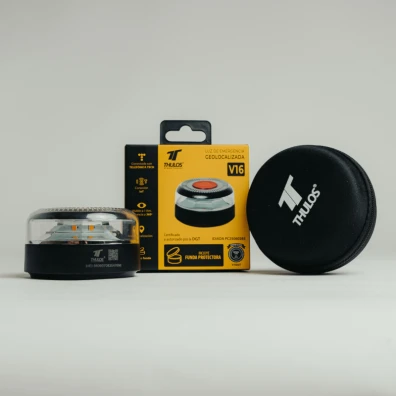 Feu de détresse avec géolocalisation, certifié par la DGT (Direction générale espagnole de la circulation routière).