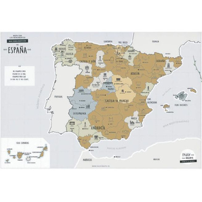 Carte à gratter de l&#39;Espagne avec les monuments emblématiques