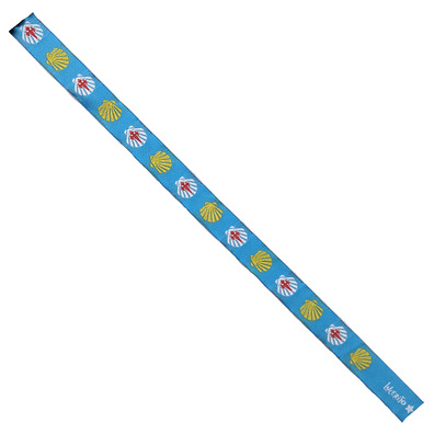 Bracelet en tissu festonné blanc et jaune 68 bleu ciel