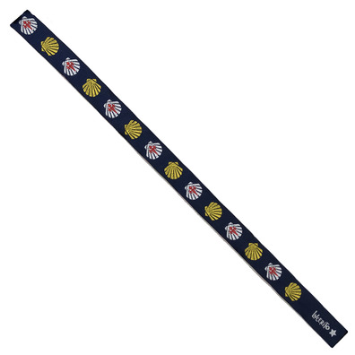 Bracelet en tissu festonné blanc et jaune 67 bleu marine