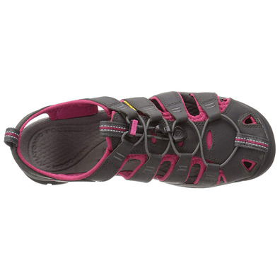 Sandalia Keen Clearwater CNX Cuir Gris/Fucsie