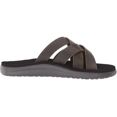Sandale Teva Voya Slide en Cuir Olive Foncé
