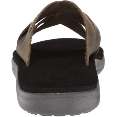 Sandale Teva Voya Slide en Cuir Olive Foncé