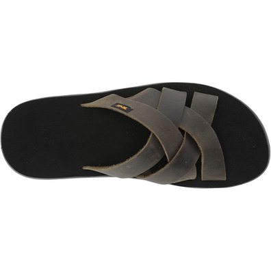 Sandale Teva Voya Slide en Cuir Olive Foncé