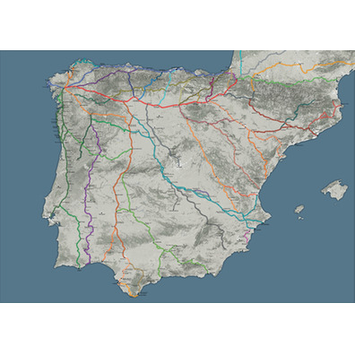 La grande carte des Caminos de Santiago (50x70 cm)