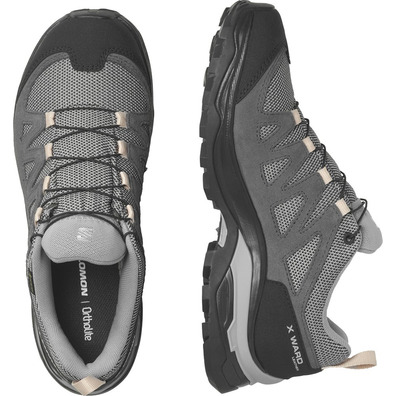 Chaussure Salomon X Ward Leather GTX W Gris/Rose