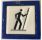 Aimant en céramique Pèlerin marchant fond Bleu MyL 5X5 cm