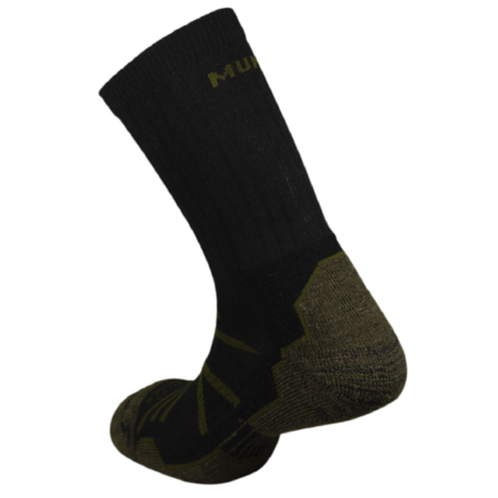 Chaussette thermique Mund en laine d&#39;alpaga noir/vert