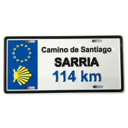 Aimant de plaque d&#39;immatriculation Sarria Km 114