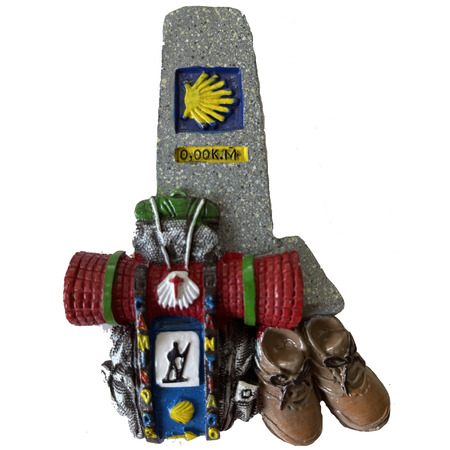 Aimant en résine cairn, sac à dos et chaussures