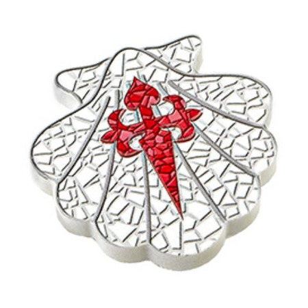 Aimant de sublimation Coquille Saint-Jacques avec croix 6x6 cm