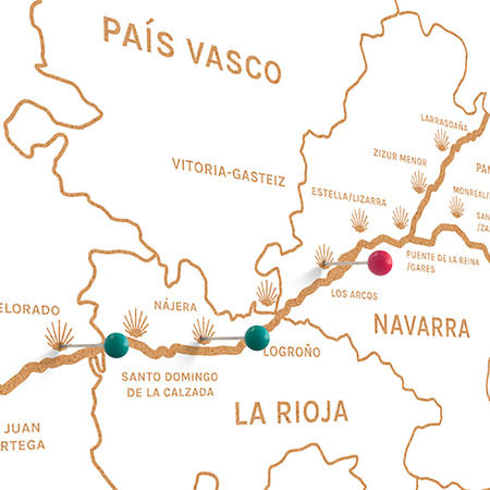 Carte en liège Woody Map Camino De Santiago 60 x 30