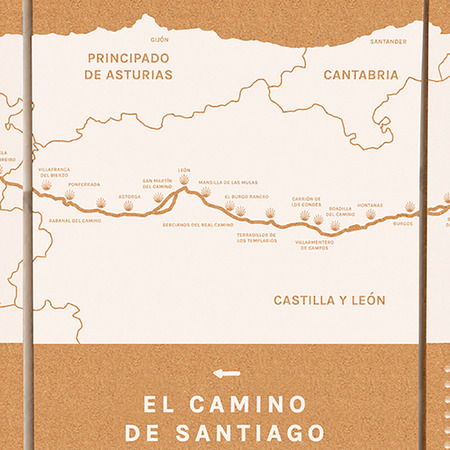 Carte en liège Woody Map Camino De Santiago 60 x 30