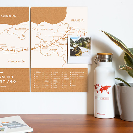 Carte en liège Woody Map Camino De Santiago 60 x 30