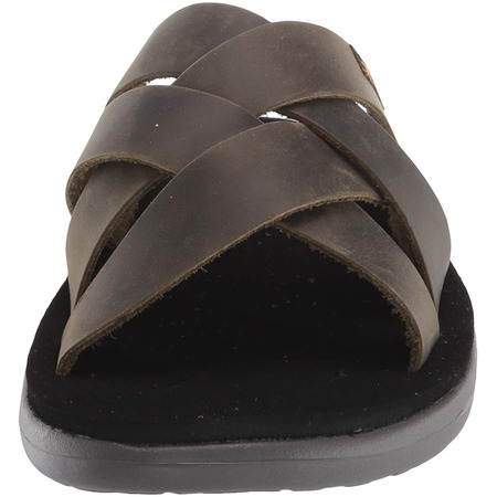 Sandale Teva Voya Slide en Cuir Olive Foncé
