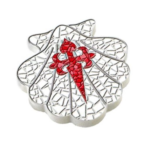 Aimant de sublimation Coquille Saint-Jacques avec croix 6x6 cm